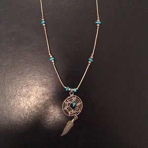Turquoise Sterling Silver Dreamcatcher Necklace